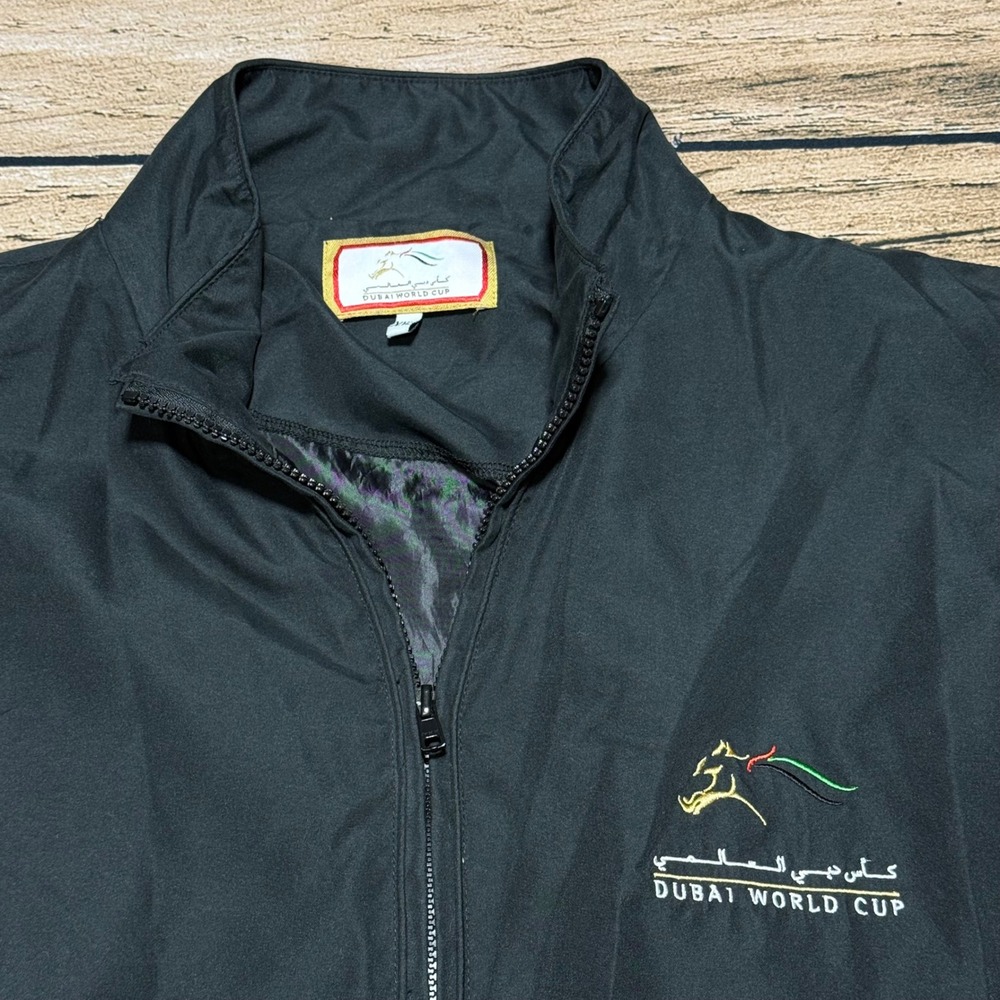 Dubai World Cup Jacket Mens XXL Black Yellow Windbreaker Horse Racing Souvenir